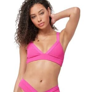L*SPACE Vera Top Anna Bottom Bitsy Bikini Set Bougainvillea Ribbed XL NEW